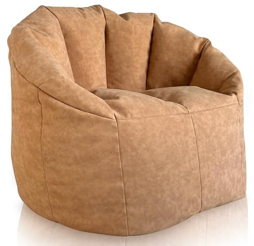 Aiire Luxus Sitzsack Sofa Erwachsene - Relaxo Bean Bag Chair Design mit Füllung für Kuschelecke - Moderner Sitzsäcke Sessel für Mädchen und Kinder aus Kunstleder Beige