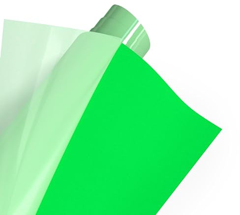POLI-TAPE TUBITHERM® FLOCK Transferfolie mit samtartiger Oberfläche für Textilien – Flockfolie zum Aufbügeln, Plotterfolie für DIY Shirts, Neon Grün, 30,5 cm x 61 cm