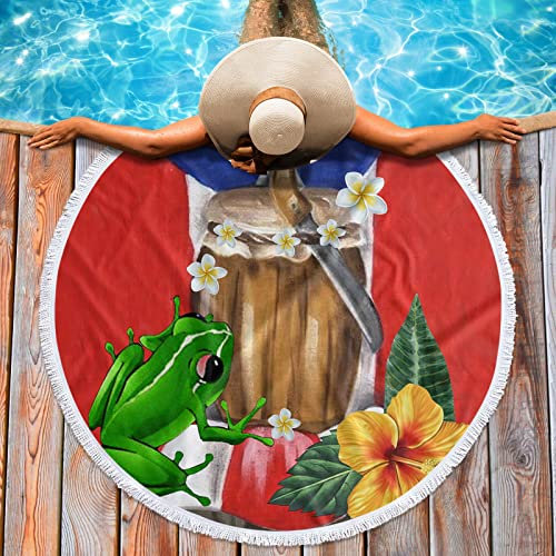 LiChA Frog Hibiscus Beach Towel Quick-Dry Microfiber Bathroom Bath Towels Yoga Mat Picnic Blanket