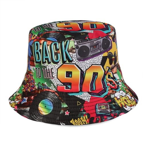 Manfnee Mode Retro 80er 90er Eimer Hut Fischerhut Unisex Reversibel Anglerhut Doppelseitig Sonnenhut