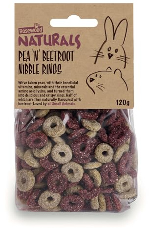 Rosewood Naturals Pea 'n' Rote Beete Knabberringe für Kaninchen, Meerschweinchen, Chinchillas, Degus, Hamster, Rennmäuse, Mäuse, Ratten, 120 g