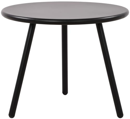 CLP Couchtisch Berea I Runder Loungetisch für draußen und drinnen I Gartentisch wetterfest und UV-beständig I Outdoor Beistelltisch, Farbe:schwarz