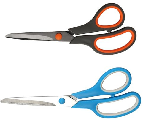 NICEIN 2 Stück Schere aus Edelstahl - 21cm Superscharfe Haushaltsschere,Bequemer Griff,Bastelschere,Schere Linkshänder,Scheren,Geeignet für die Linke und Rechte Hand (schwarz+blau)