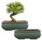 Oairse Lot de 2 pots à bonsaï en céramique avec trous de drainage pour bonsaï japonais plantes d'intérieur, décoration rétro pour ensembles de conteneurs de jardin en plein air, diamètre d'ouverture