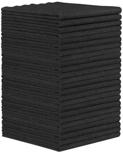 Orighty Paños de limpieza de 12 x 12 pulgadas, paquete de 24, suministros de limpieza de microfibra altamente absorbentes, paños sin pelusa para múltiples usos, potentes trapos de limpieza para casa,