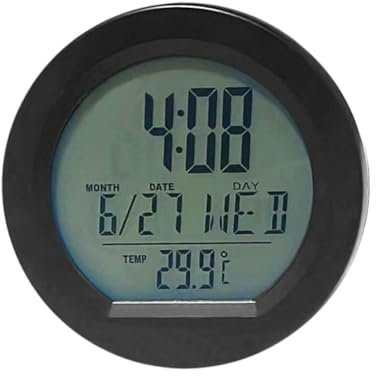 Rtyweth Solar-Auto-Uhren, Armaturenbrett-Thermometer, elektronische Uhr, LED-Digitalanzeige, leuchtendes Zubehör mit Auto-Rückseite