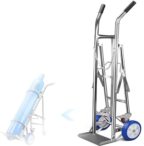 HDYZJQ Portable Welding Gas Single Cylinder Bottle Cart, Oxygen Tank Cart Dolly with Retractable Wheels, Propane Hydrogen Nitrogen Tank Movable Storage Rack