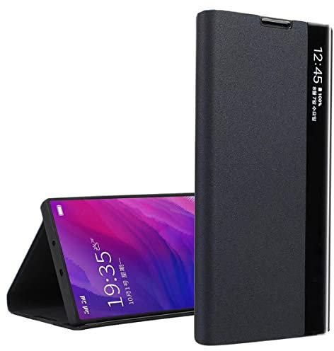 Yidai-Silu Galaxy S25 Ultra Klapphülle 【Smart Fenster, Schlaf-/ Weckfunktion, Standfunktion】 Flip Book Case Schutz Tasche Etui Handy Cover für Samsung Galaxy S25 Ultra - Schwarz