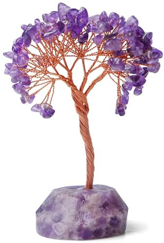 GOMETY Arbre De Cristal: 2 Unités Arbre De Vie Améthyste Cristaux, Articles Décoratifs Pour La Maison & Bureau, Cristaux Guérisseurs Pour Chakra Reiki Bonheur, 14 Cm Violet