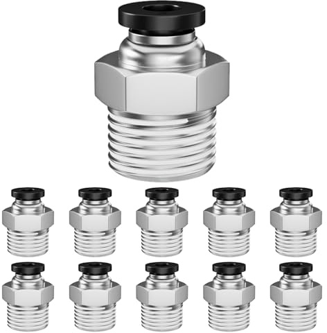 Lot de 10 tubes de raccordement pneumatique de 4 mm DE x 1/4 BSP filetage extérieur à fermeture rapide, adaptateurs de conduite d'air, raccords droits à emboîtement (PC4-02) (4 mm -(1/4))