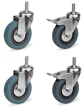 BK Shop SET 4 x Rollen Schwerlast fi50 | 35kg Lenkrollen Schwerlastrollen, Gleitlager Räder Laufrollen, Grau Gummirollen zum anschrauben