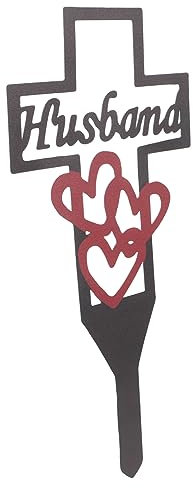 Milisten Grabdekoration Metall Kreuz Gedenkstein Für Ehemann Wetterfestes Design Für Friedhof Und Garten Langlebiger Grabschmuck Liebevolle Für Verstorbene Angehörige