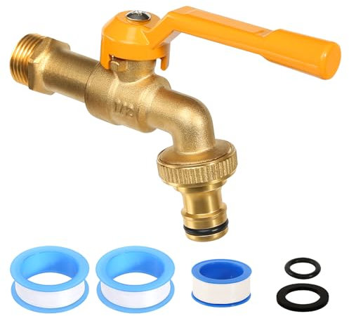 Grifo de Agua de 1/2 Pulgada Jardín, Válvula de Bola de Latón a Prueba de Heladas Salida Resistente Agua Premium, Grifo de Agua al Aire Libre con Conexiones de Manguera para Jardín