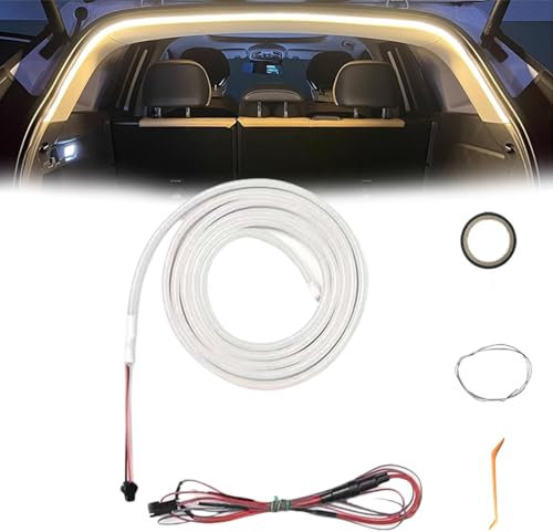 Dynamic Flowing Kofferraum LED Streifen mit Automatischem Sensor - Auto Tail Box Light Strip, 4 Farben, 2m/4m Länge, Universelle Silikon-Innenbeleuchtung für alle Fahrzeuge (Warmweiß, 4m Länge)