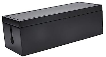 Lurrose 1Pc Wooden Style Cable Organizer Box Black Storage for Power Strips and Cables Practical Wire Management for Home Office Living Room and Study