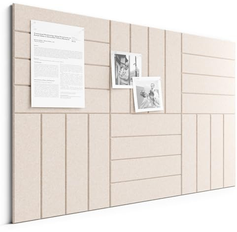 Bumusty Large Cork Board Alternative-36 x 24 Felt Bulletin Board Tiles, with 30 Pushpins, 40 Adhesive Tabs, 6-Pack Slat Wall Paneling, Cork Boards for Office Push Pin Board Felt Board-Oatmeal