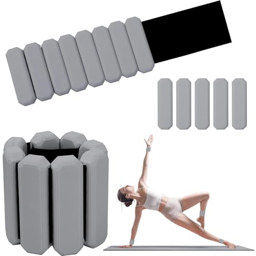 Omtofo Verstellbare Handgelenkgewichte, 2 Stück (je 0,45 kg), Langlebiges tragbares Handgelenk- und Knöchelgewichte für Yoga, Tanz, Barre, Pilates, Aerobic, Cardio, Walking, Grün