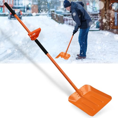 Pala de nieve para el camino de entrada,Pala de nieve ergonómica del metal para quitar la nieve y el hielo con la manija ajustable larga 176CM,Pala del metal de la lámina 33CM para el coche,emergencia