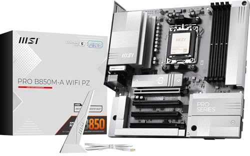 MSI PRO B850M-A WiFi PZ Motherboard, Back-Connect mATX - Supports AMD Ryzen 9000/8000 / 7000 Processors, AM5 - DDR5 Memory Boost (8200+ MT/s OC), PCIe 5.0 x16 & 4.0 x4, M.2 Gen5, Wi-Fi 7, 5G LAN
