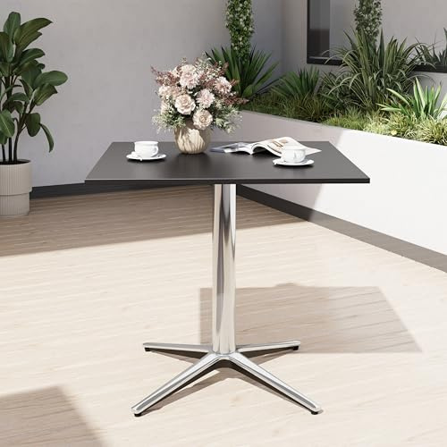 PHI VILLA 2in1 80×80×74,5cm Gartentisch Esstisch Eckig Wetterfest Kleiner Tisch Bistrotisch Multifunktionstisch Schwarz für Garten Balkon Küchen