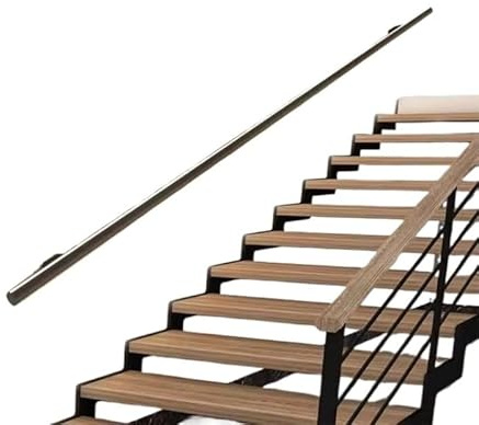 barandilla escalera Kit de pasamanos de escalera luminoso LED, pasamanos redondo de aluminio, solución de iluminación segura, elegante y duradera. madera(1m)