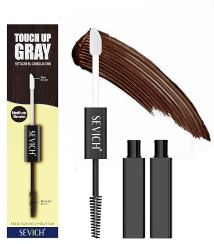 Gowwim Haarmascara, Sanfte Formel Deckt Graues Haar Und Lichte Stellen Ab. Schnelltrocknend Und Abwaschbar, Dual-Tip-Design Für Natürlich Aussehende Haarfarbe, 7 Ml, Mittelbraun