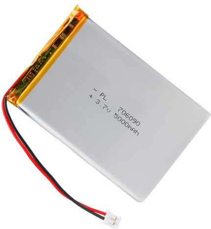 LiPo Akku 3,7V 5000mAh 706090 mit 2P-PH-Anschluss, Wiederaufladbarer Lithium Polymer Akku für Bluetooth-Lautsprecher, Dashcams, Wearables & Elektronikgeräte