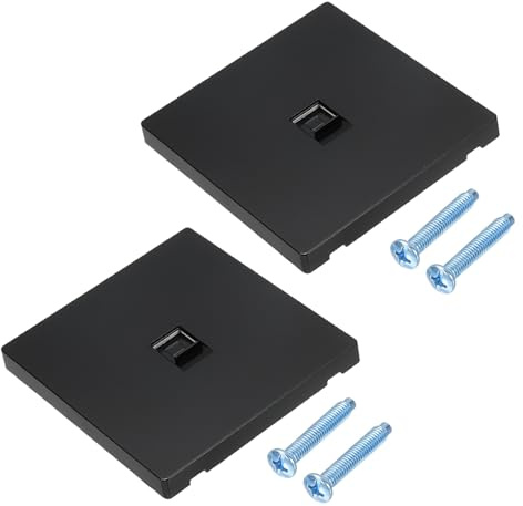 sourcing map 2 Pcs RJ45 Socket, CAT6 Ethernet Socket Wall Plate Outlet, Single Port Face Plate with M4 Screw for CAT5 CAT5e CAT6 Ethernet Cable Networking, 90 x 86 mm, Black