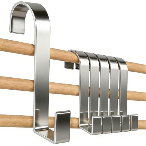 Sxingh Türhaken Edelstahl für Küche Bad Wohnzimmer ohne Bohren einhängbar | 6 Stück pro Set, Edelstahl, max 15 kg Tragkraft, 7 cm Höhe, Silber, nutzbar an Küche Bad Wohnzimmer Türen