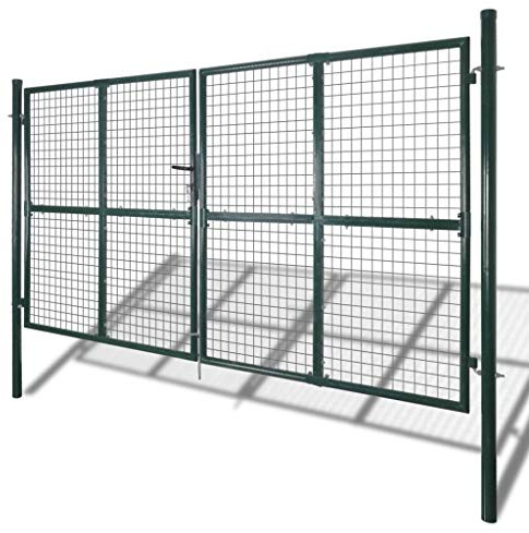 Doppeltür-Gartentor 300x150 cm aus pulverbeschichtetem Stahl mit robustem Schließsystem und drei Schlüsseln