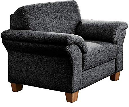 CAVADORE Sessel Byrum / Großer 1-Sitzer im Landhausstil mit Federkern / Passend zur edlen Sofagarnitur Byrum / 101 x 87 x 88 / Flachgewebe: Grau