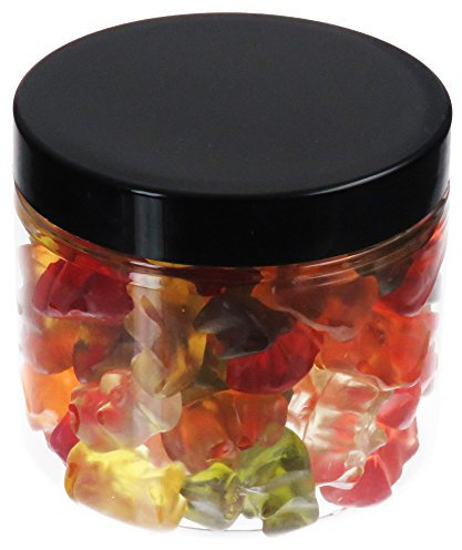 Pot de PET 200 ml transparent, avec couvercle en plastique, noir, 50 pièces