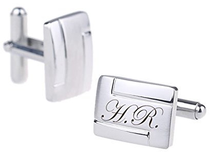 aplusashop ID Manschettenknöpfe mit Gravur nach Wunsch Edelstahl, Hochzeit, Business NEU 01 (Ohne Gravur)