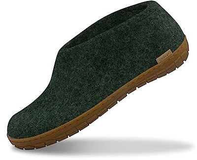 GLERUPS Indoor Outdoor Hausschuhe Herren & Damen mit Gummisohle (Forest) | Unisex Wolle Hausschuhe