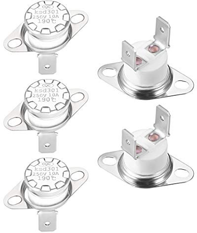 sourcing map 5pcs Temperatur Reglerschalter Thermostat 190°C 10A Normal schließen NC de