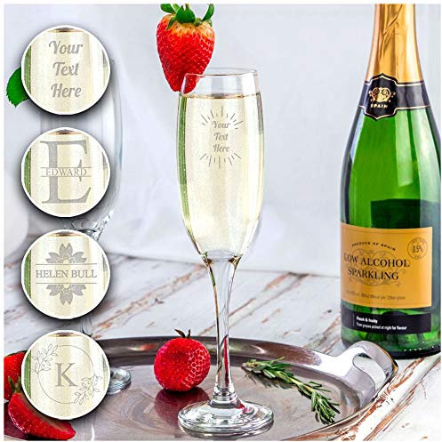 Active Decor Personalised Engraved Glass Your Own Text Etched Glassware Gift; Large Gin, Wine, Pint, Hi Ball, Whiskey Tumbler, Champagne Prosecco Glass (Champagne)