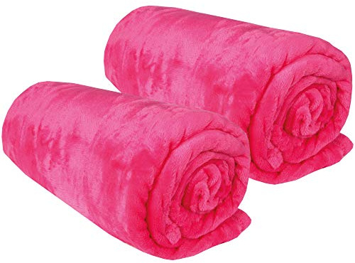 Bestgoodies Kuscheldecke im 2er Pack Wohndecke - extra weich - hochwertige Microfaser Flauschdecke, 80 x 120 cm - Pink