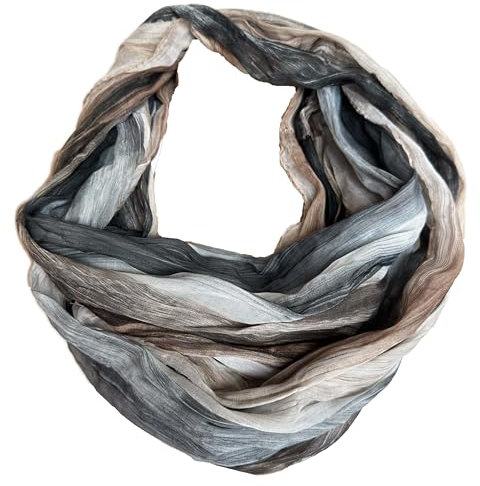 JameStyle26 Farbverlauf Seide Sommer Loop Verlauf Regenbogen Rainbow Silk Uni Rundschal Schlauchschal Stola Schal leicht (Streifen Schwarz)