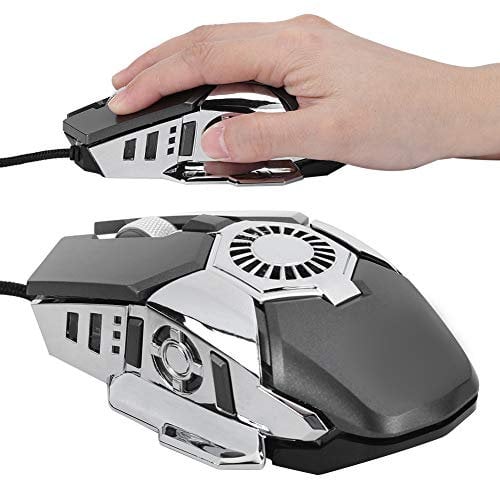 Souris d'ordinateur, jeux RVB Souris gamer filaires à 6 boutons avec rouleaux antidérapants 3D en métal pour ordinateur portable PC de bureau avec ventilateur pour jeux en ligne à grande échell(gris)