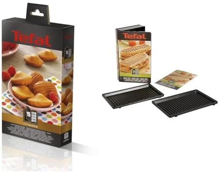 Tefal Coffret Snack Collection de 2 plaques grill-panini + livre de recettes XA800312 & XA801512 Snack Collection Mini Madeleine Accessoire pour Croque Gaufre, Noir