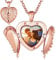 Custom4U Herz Schutzengel Flügel Medaillon Rosegold zum Öffnen für Bilder Damen Frauen Personalisierte Kupfer Engelsflügel Foto Halskette Rosegold zum aufklappen Geschenke für Mutter Freundin Paare