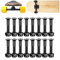 ANCLLO Tornillos de monopatín Longboard Hardware Set Skate Bridge Uñas Truck Tornillos Tuercas para Reemplazo Negro 25mm 16pcs