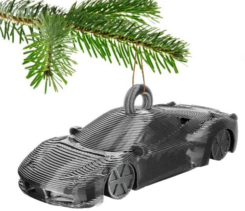 458 Sportwagen Christbaumkugeln Dekoration Ornament für Weihnachten Xmas Noel (Silber)
