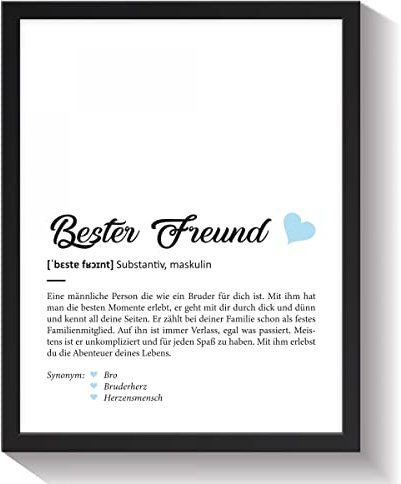 GRAVURZEILE Definition Poster, Kunstdrucke & Worterklärung auf DIN A4 Premium-Foto-Papier Größe DIN A4, Farbe Bester Freund Geschenk
