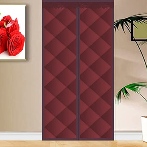 Wärmeschutzvorhang Winter Tür Türvorhang Isolier Schutz Panel-Isolierung Türvorhang Thermo kälteschutz Filz für türen Balkontür Außentür Wohnzimmer100x205cm Rot