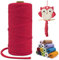 LEREATI Corde Macramé 3mm x 100m, Fil Macramé Simple Torsion Coton Naturelle Ficelle Corde, Cordon Coton pour Rideau Macrame, Porte Plante Mural, Bricolage, Boho Decoration (Rouge)