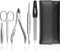 marQus Premium Maniküre Set Edelstahl - 5 teilig in Echt Leder Etui handlich und weich - Komplettes Kit mit allem für die Hand- und Fußpflege, Nagelset Schwarz