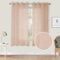 CUCRAF Leinenoptik Voile Vorhänge mit Ösen Halbtransparent Gardine für Schlafzimmer Wohnzimmer H145 x B140cm 2er Set,Baby Rosa
