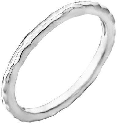 14 Karat Weißgold, US-Größe 8, 2 mm, poliert, gehämmert, stapelbar, Schmuck für Damen, One Size, Metall Weißgold Goldfarben Metall: Weißgold, Kein Edelstein