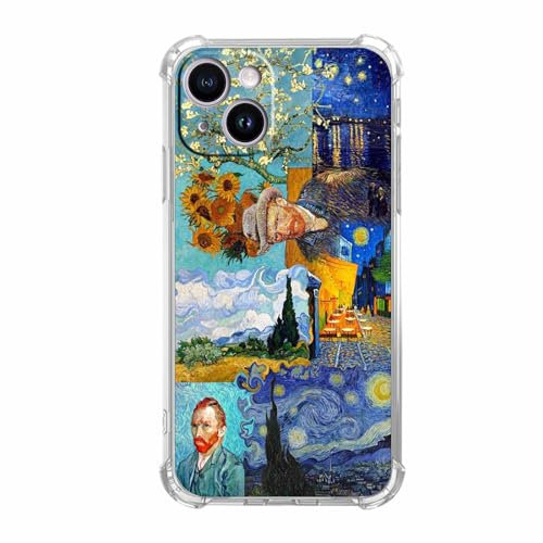 malegaon Van Gogh Paintings Collage Schutzhülle für iPhone 15, Sternennacht-Muster, weiche TPU-Schutzhülle für iPhone 15, TYLMAL_IP15